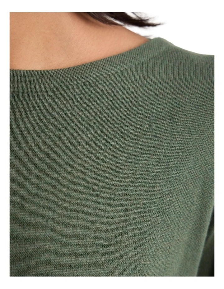 Paloma Shoulder Pad Knit Jumper in Green image 6