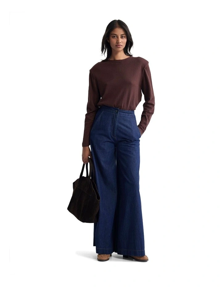 Paloma Shoulder Pad Knit Jumper in Cocoberry image 1