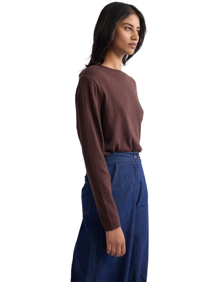 Paloma Shoulder Pad Knit Jumper in Cocoberry image 2