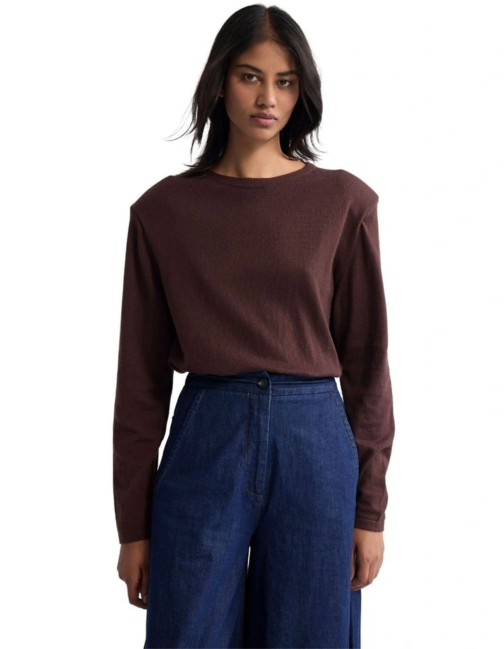 Paloma Shoulder Pad Knit Jumper in Cocoberry image 4