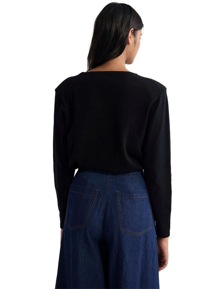 Paloma Shoulder Pad Knit in Black image 2