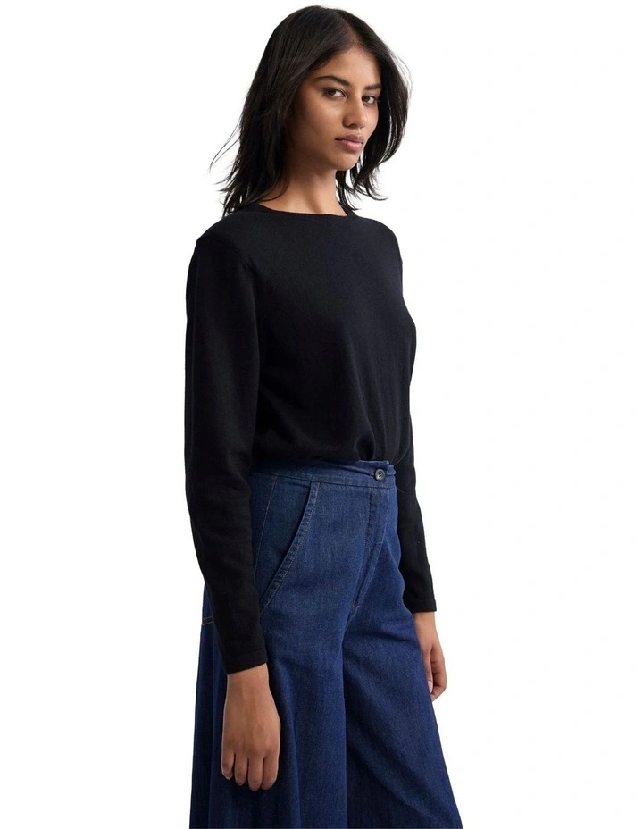 Paloma Shoulder Pad Knit in Black image 3