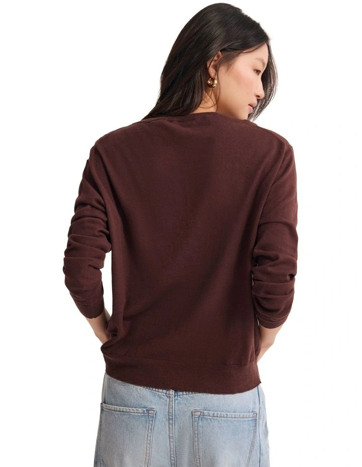 Saga Side Button Cardigan in Cocoberry image 2