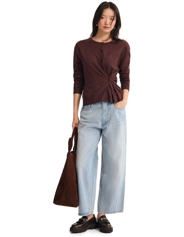 Saga Side Button Cardigan in Cocoberry image 5