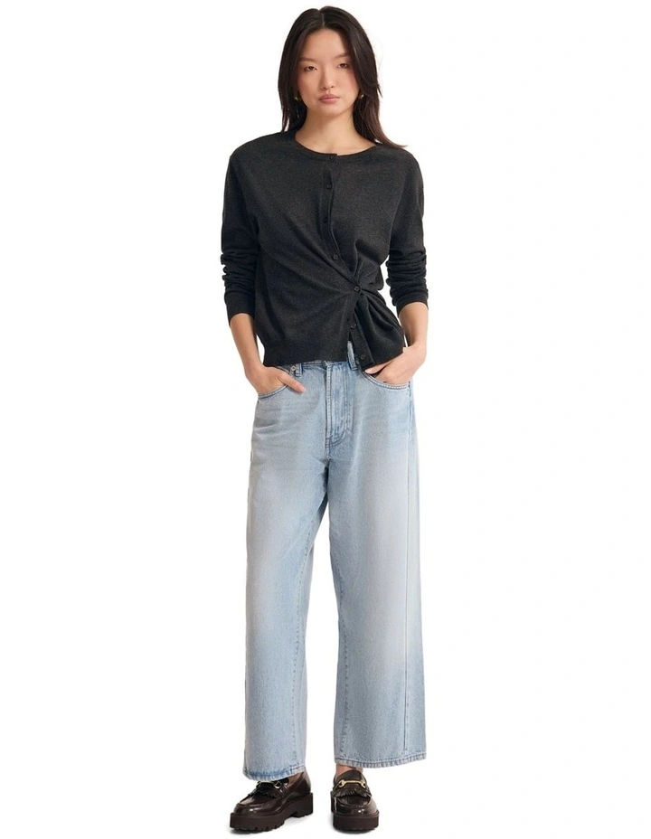 Saga Side Button Cardigan in Charcoal image 5