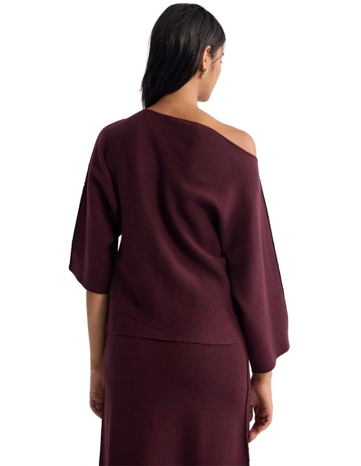 Laura Knitted Folded Collar Top in Dark Purple image 2