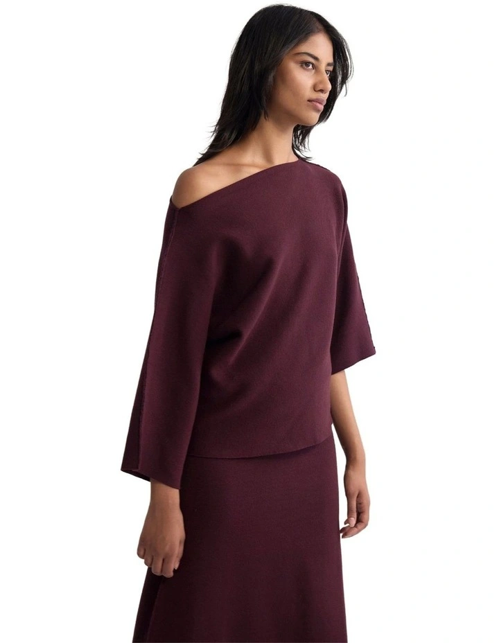 Laura Knitted Folded Collar Top in Dark Purple image 3