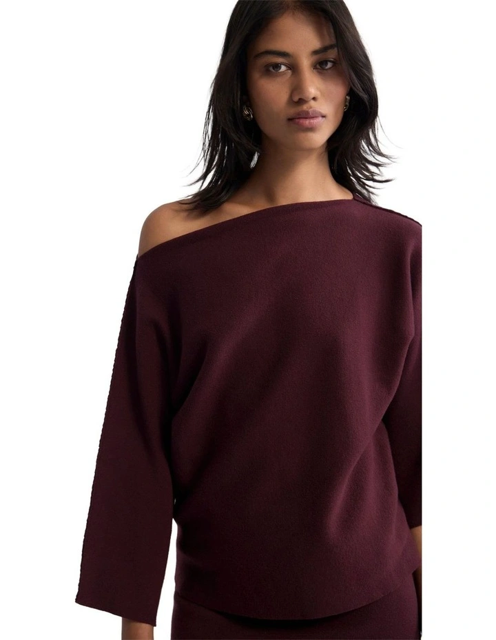 Laura Knitted Folded Collar Top in Dark Purple image 4