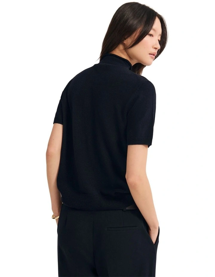 Maxine Funnel Collar Knit Jumper in Navy image 2