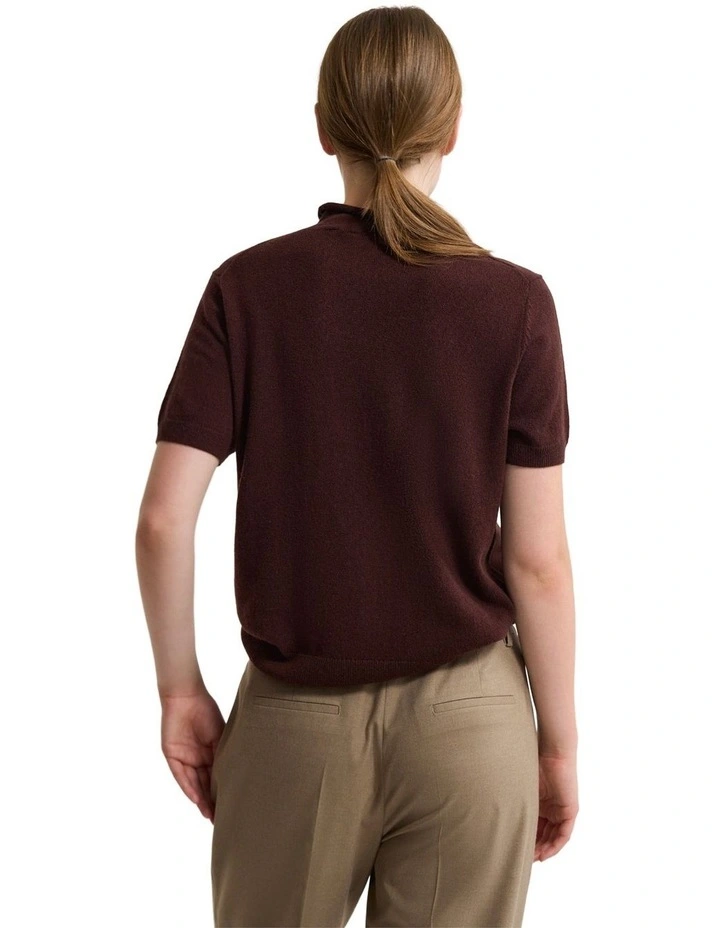 Maxine Funnel Collar Knit Jumper in Chocolate image 2