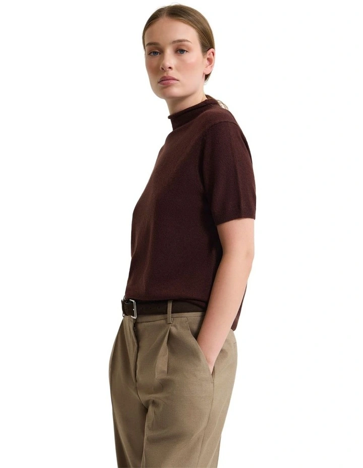 Maxine Funnel Collar Knit Jumper in Chocolate image 3