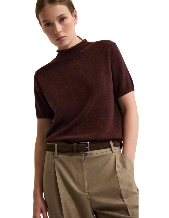 Maxine Funnel Collar Knit Jumper in Chocolate image 4