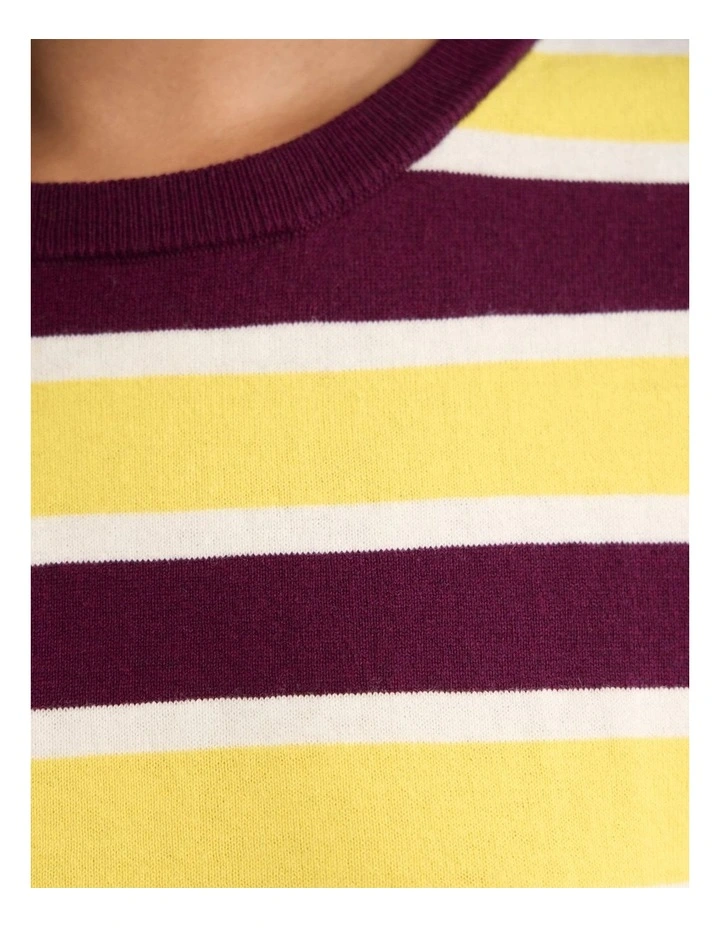 Grace Striped Knit Top in Burgundy/Ivory/Acid image 6