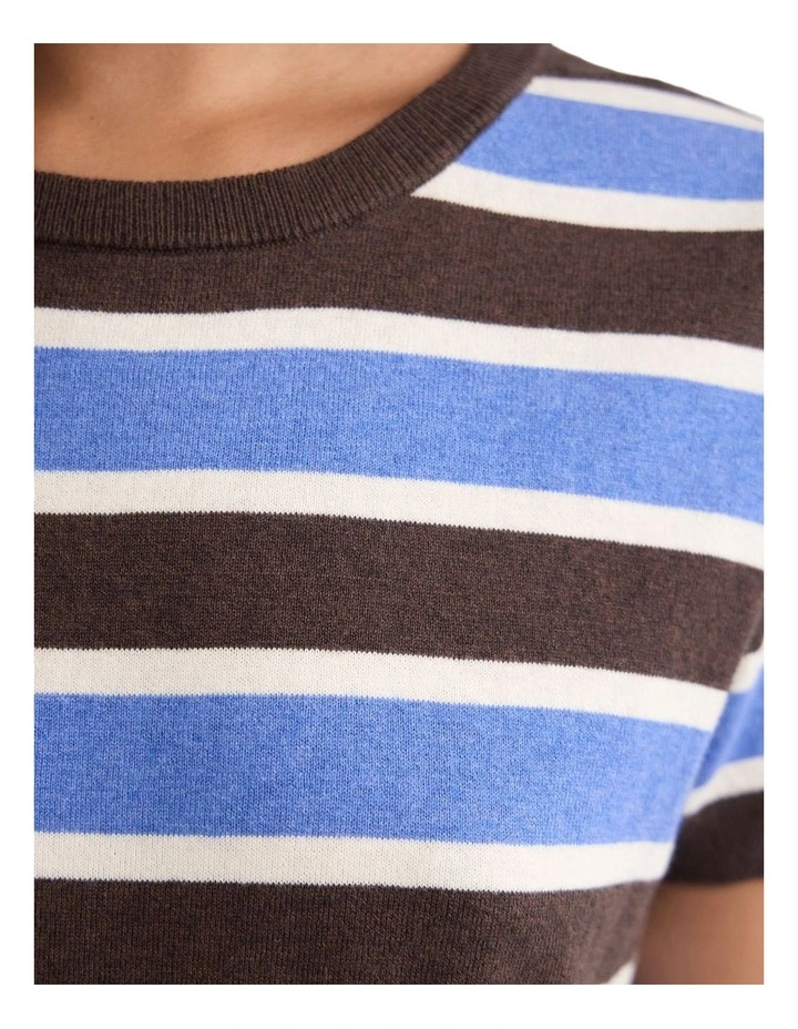 Grace Striped Knit Top in Chocolate/Ivory/Blue image 6