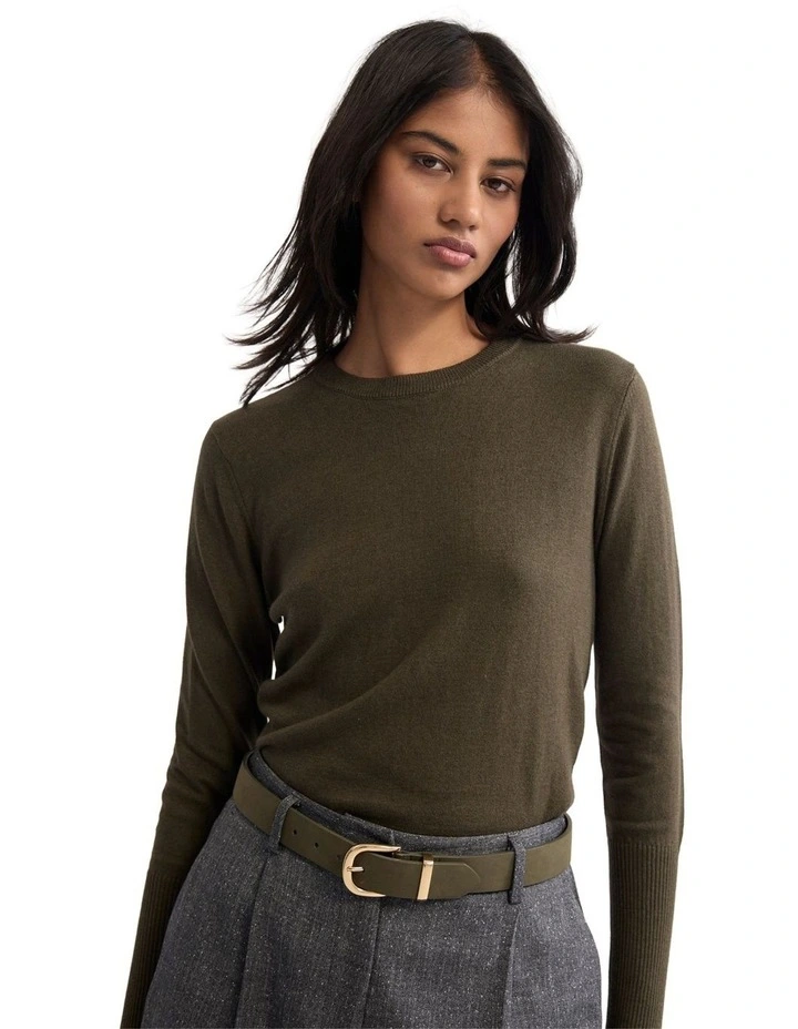 Madeline Knit Jumper in Olive image 4