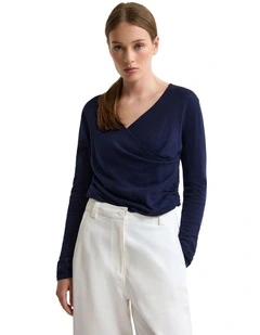 Daria Wrap Front Knitted Top