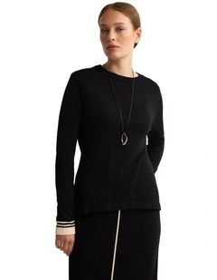 Lettie Stripe Knitted Top in Black