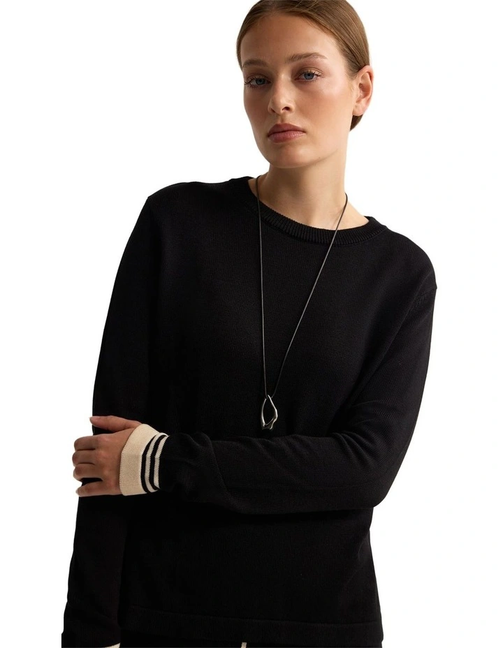 Lettie Stripe Knitted Top in Black image 4