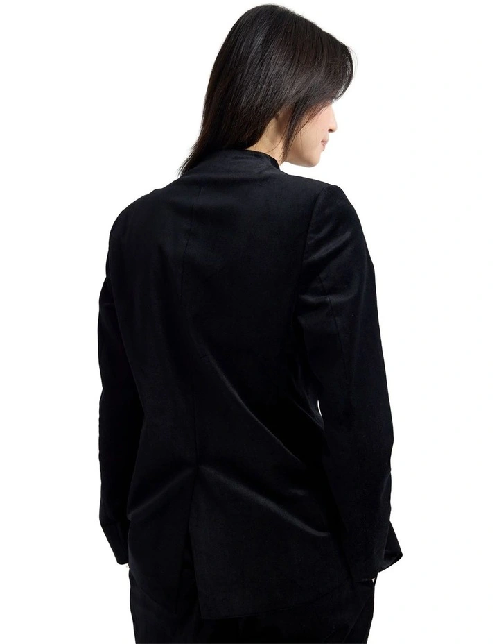 Raffi Velvet Collarless Blazer in Black image 2