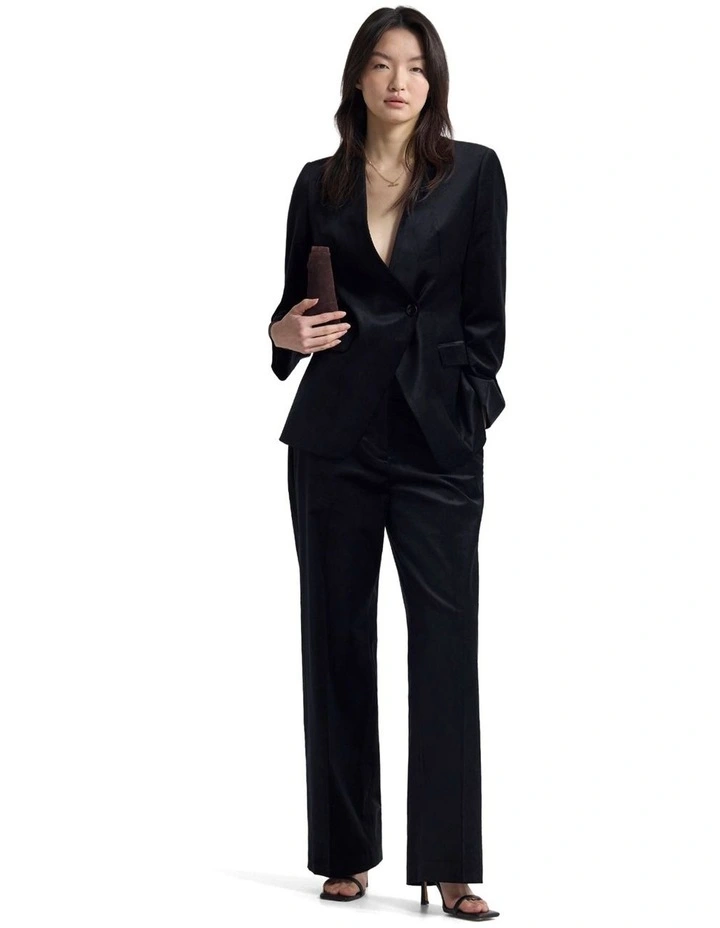 Raffi Velvet Collarless Blazer in Black image 5