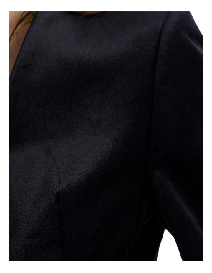 Raffi Velvet Collarless Blazer in Black image 6