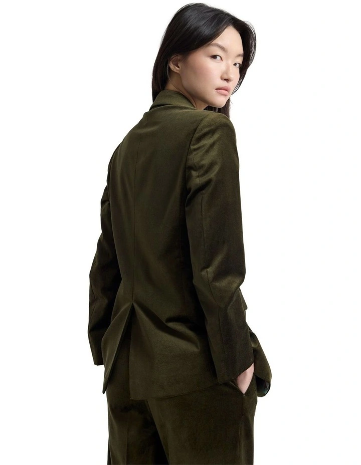 Raffi Velvet Blazer in Olive Green image 2