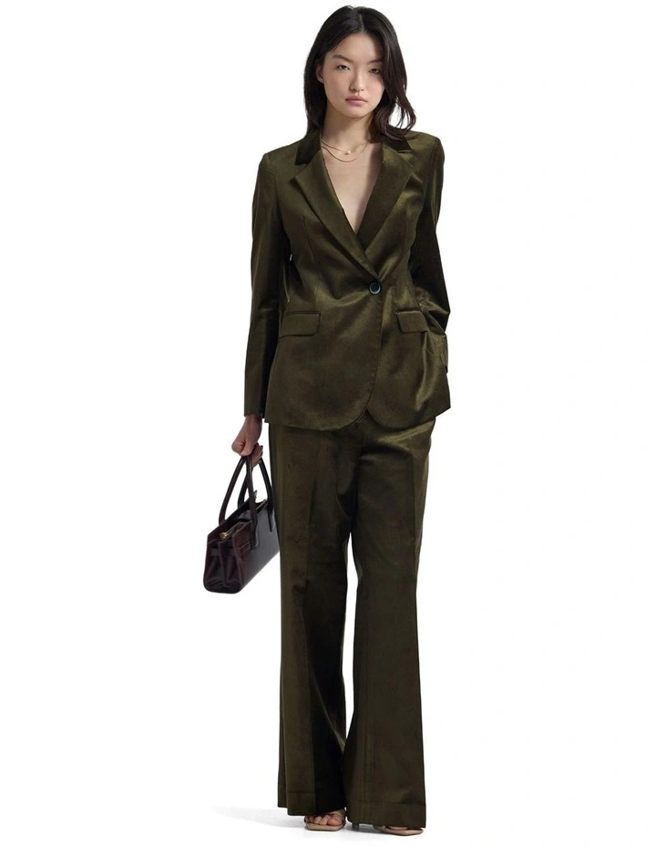 Raffi Velvet Blazer in Olive Green image 5