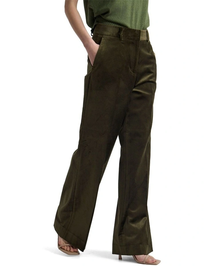Lydia Velvet Pants in Olive Green image 3