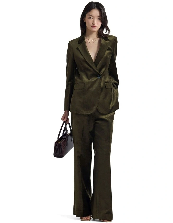 Lydia Velvet Pants in Olive Green image 5