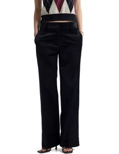 Lydia Velvet Straight Leg Pants in Black