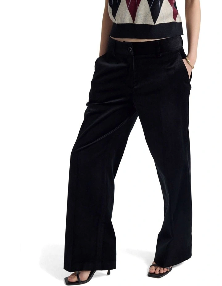 Lydia Velvet Straight Leg Pants in Black image 4