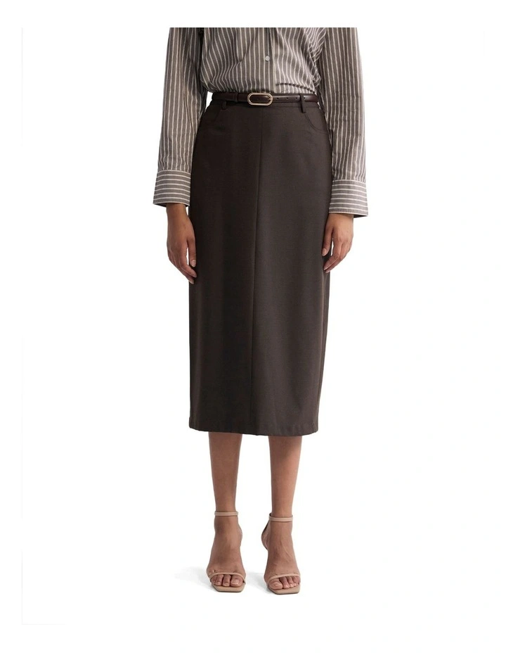 Harper Column Skirt in Chocolate image 1