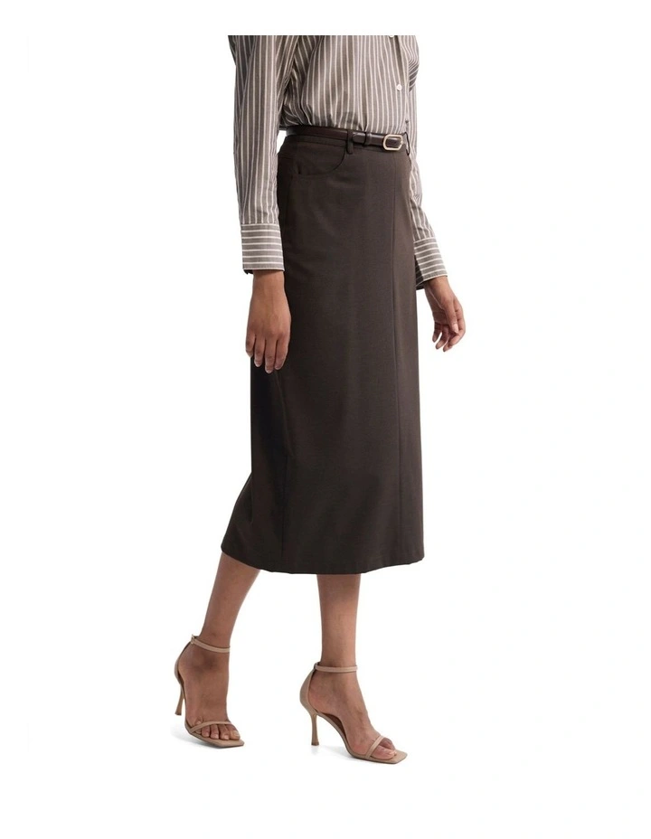 Harper Column Skirt in Chocolate image 3