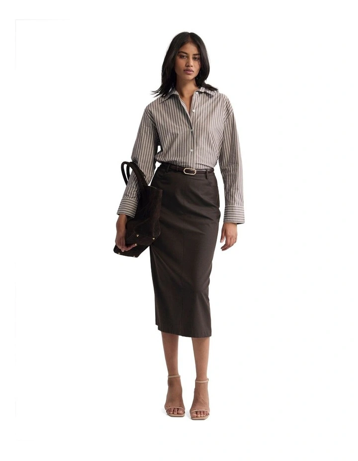Harper Column Skirt in Chocolate image 5