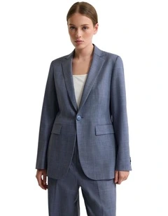 Ebony Wool Blend Suit Jacket in Blue
