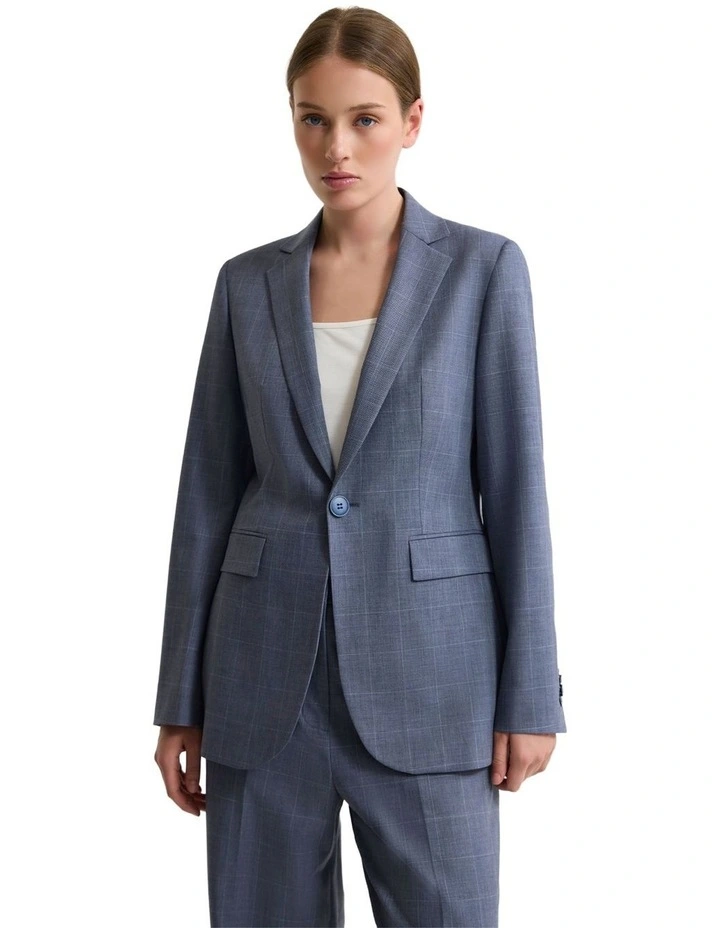 Ebony Wool Blend Suit Jacket in Blue image 1