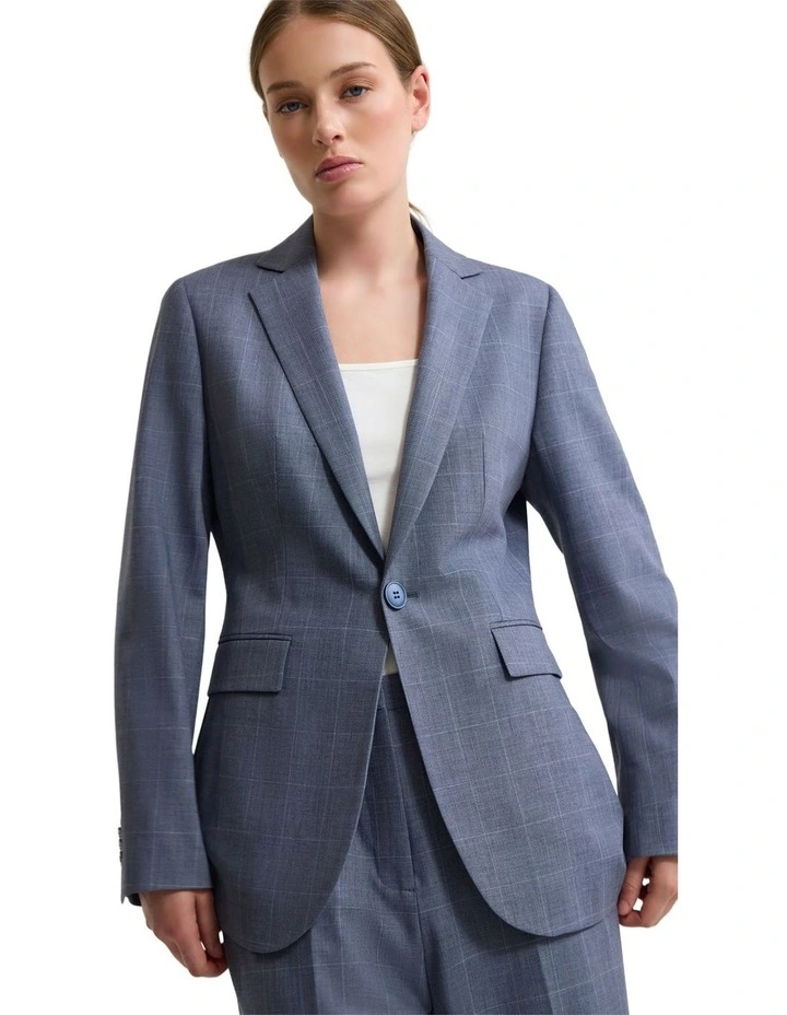 Ebony Wool Blend Suit Jacket in Blue image 4