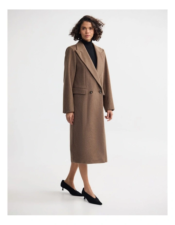 Saskia Double Breasted Wool Rich Coat in Camel image 3