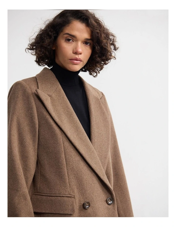 Saskia Double Breasted Wool Rich Coat in Camel image 5