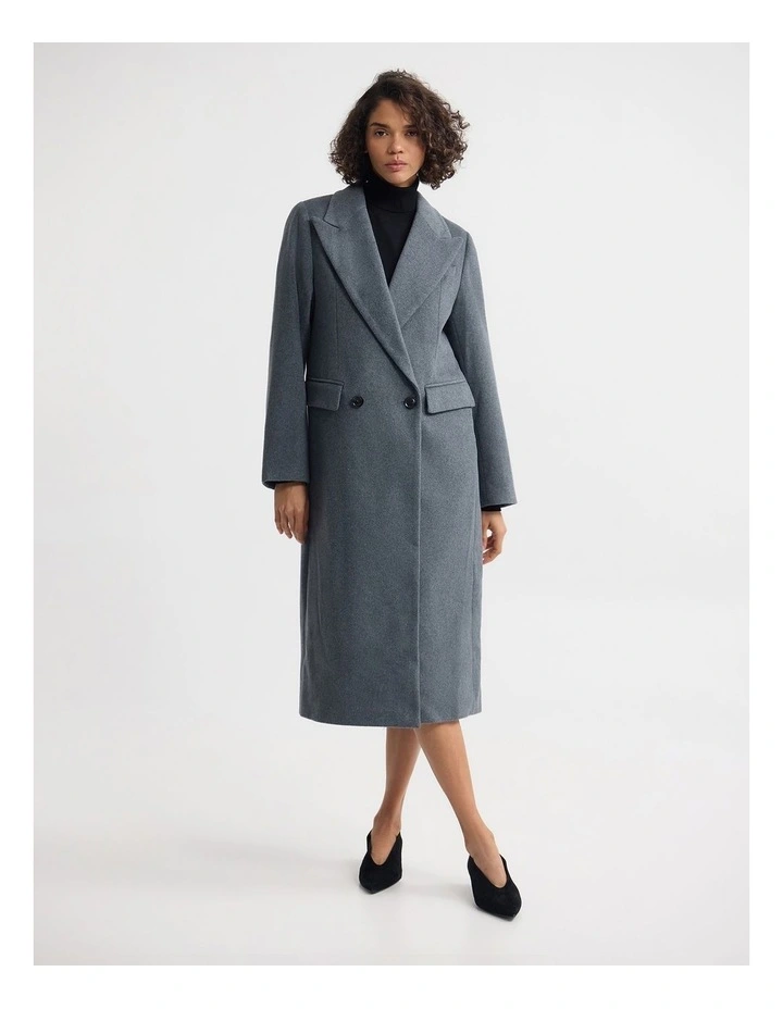 Saskia Double Breasted Wool Rich Coat in Grey image 1