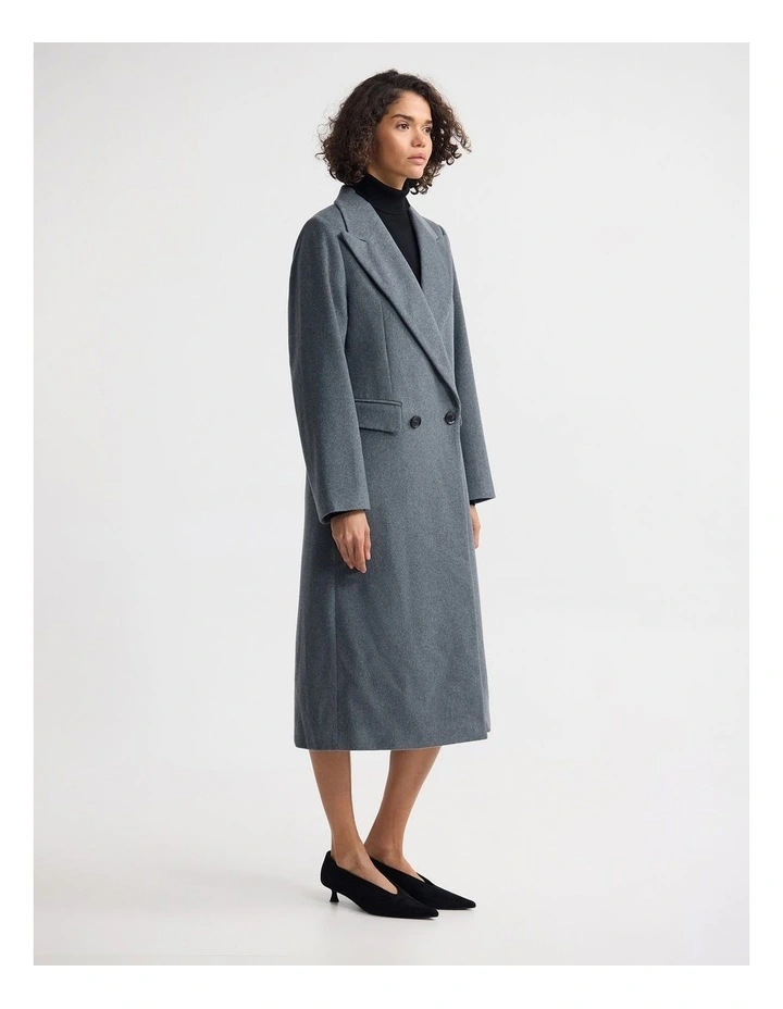 Saskia Double Breasted Wool Rich Coat in Grey image 3