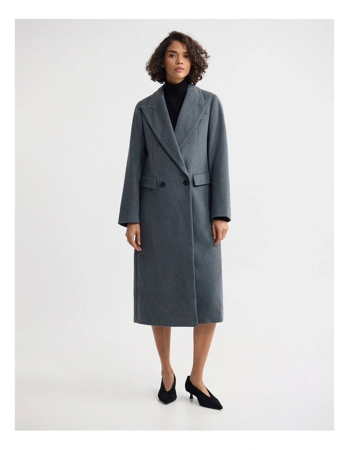 Saskia Double Breasted Wool Rich Coat in Grey image 4
