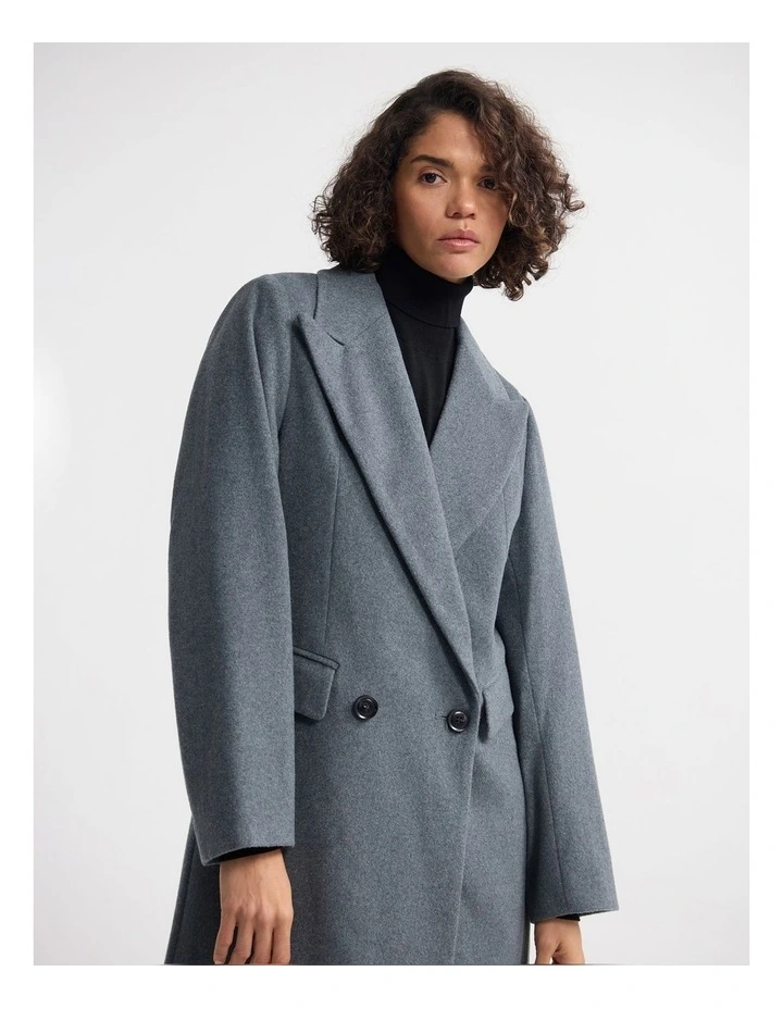 Saskia Double Breasted Wool Rich Coat in Grey image 5