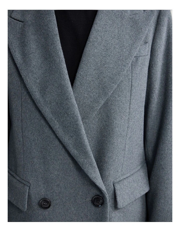 Saskia Double Breasted Wool Rich Coat in Grey image 6