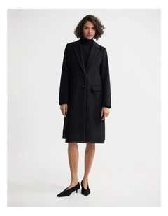 Ruby Wool Rich Tailored Overcoat in Black