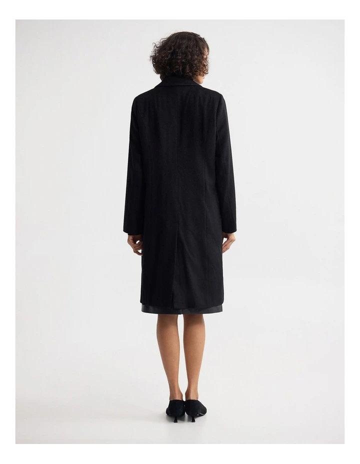 Ruby Wool Rich Tailored Overcoat in Black image 2