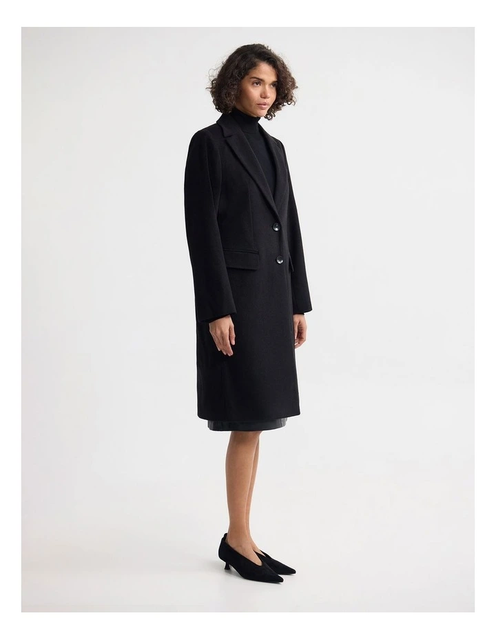 Ruby Wool Rich Tailored Overcoat in Black image 3