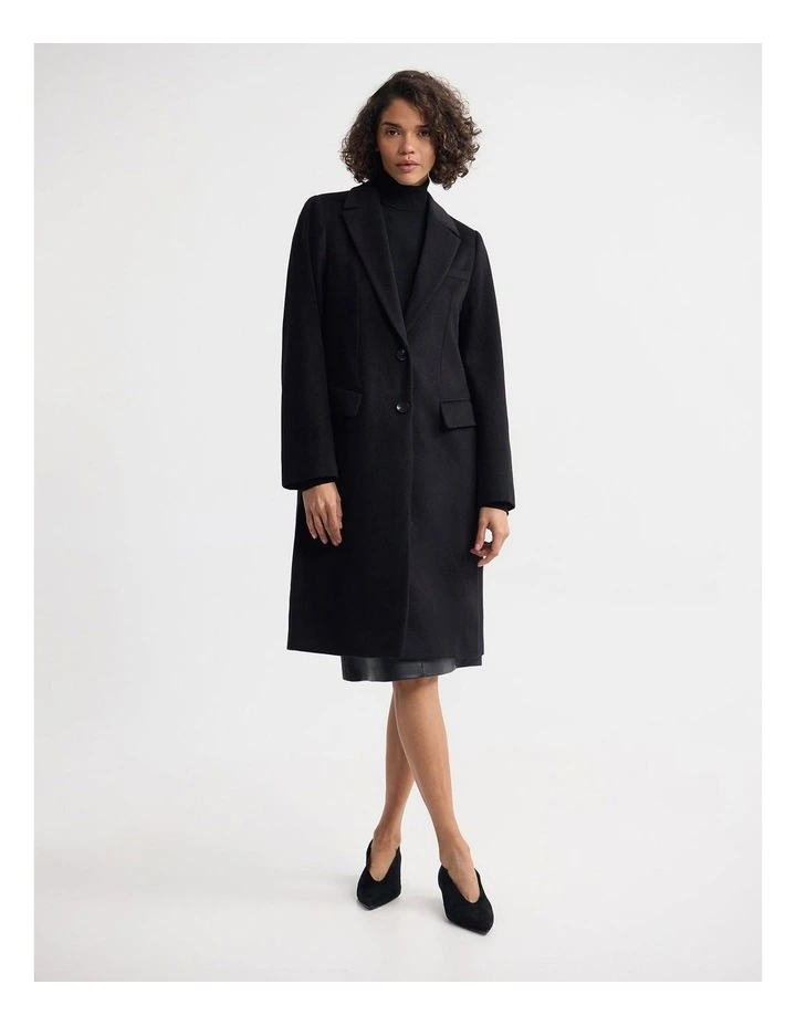 Ruby Wool Rich Tailored Overcoat in Black image 4
