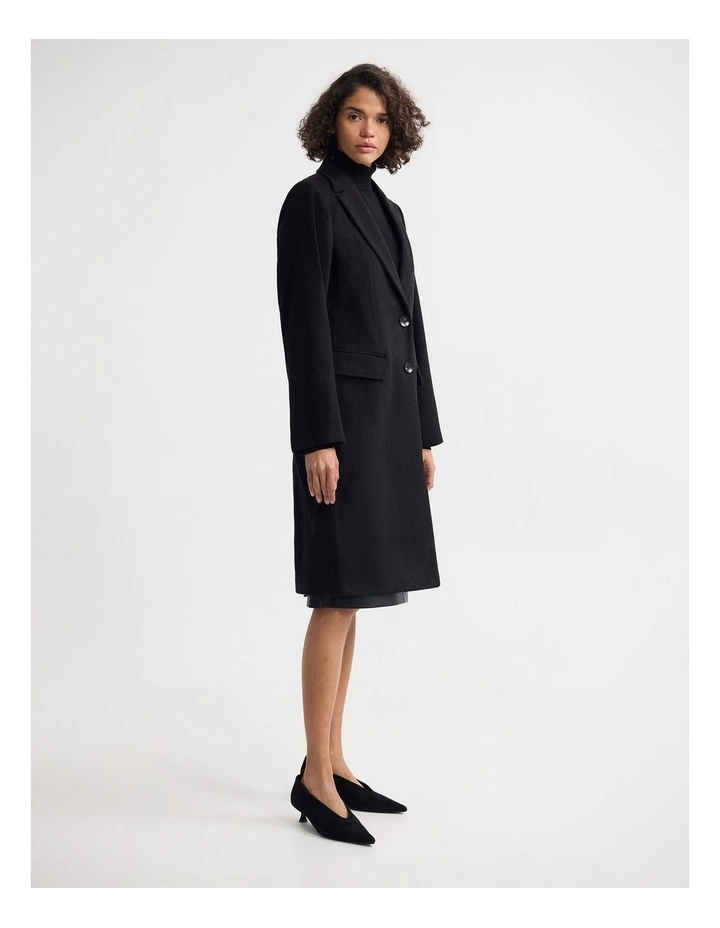 Ruby Wool Rich Tailored Overcoat in Black image 5