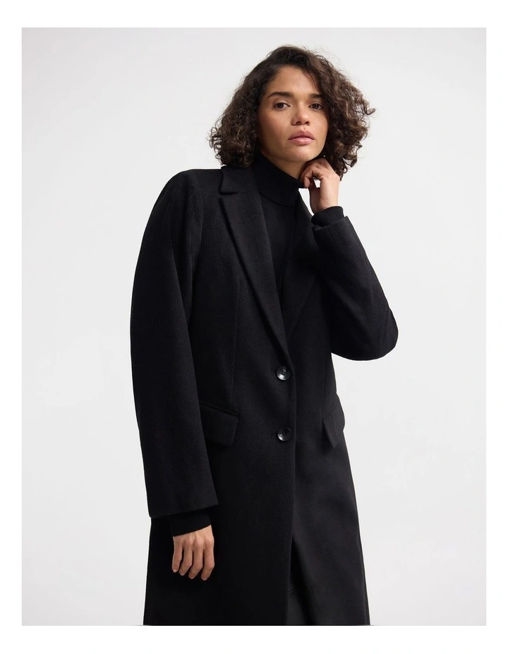 Ruby Wool Rich Tailored Overcoat in Black image 7